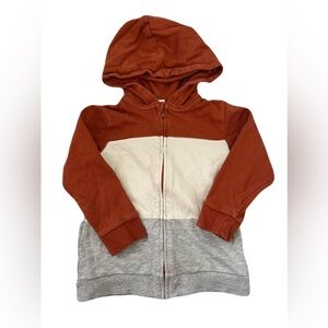 H&M Zip-Up Orange, Grey, & White Hoodie 3T